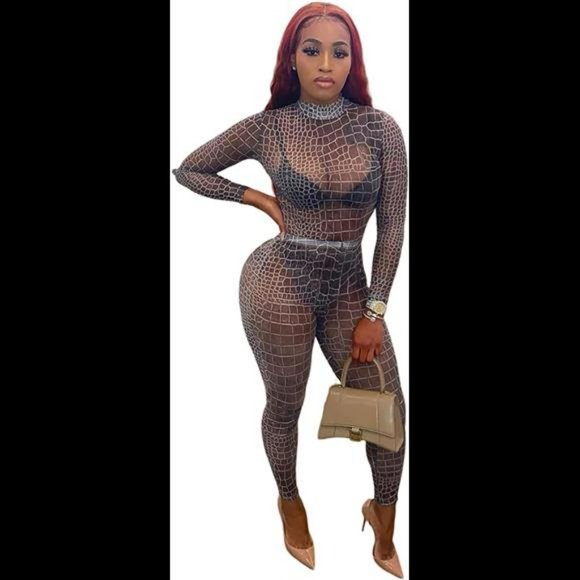 💥Long Sleeve 2 Piece Outfits Streetwear Bodycon Bodysuit Leggings Pant Sets💥 - Picture 4 of 8